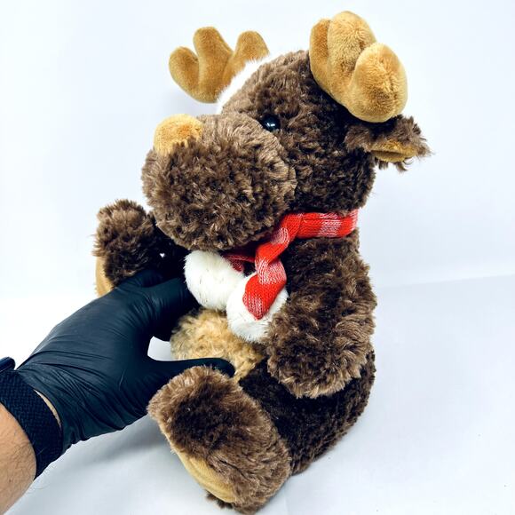 Soft Classics Christmas Moose Reindeer Plush Soft Toy 12" Brown Scarf Santa - Picture 5 of 9